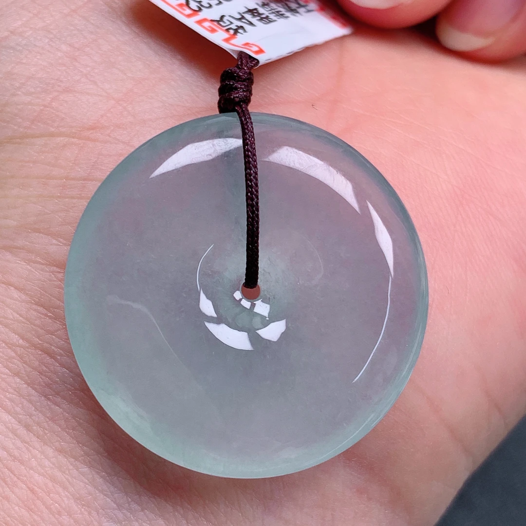 天然缅甸翡翠A货冰平安扣气质精美尺寸28.9+6  643