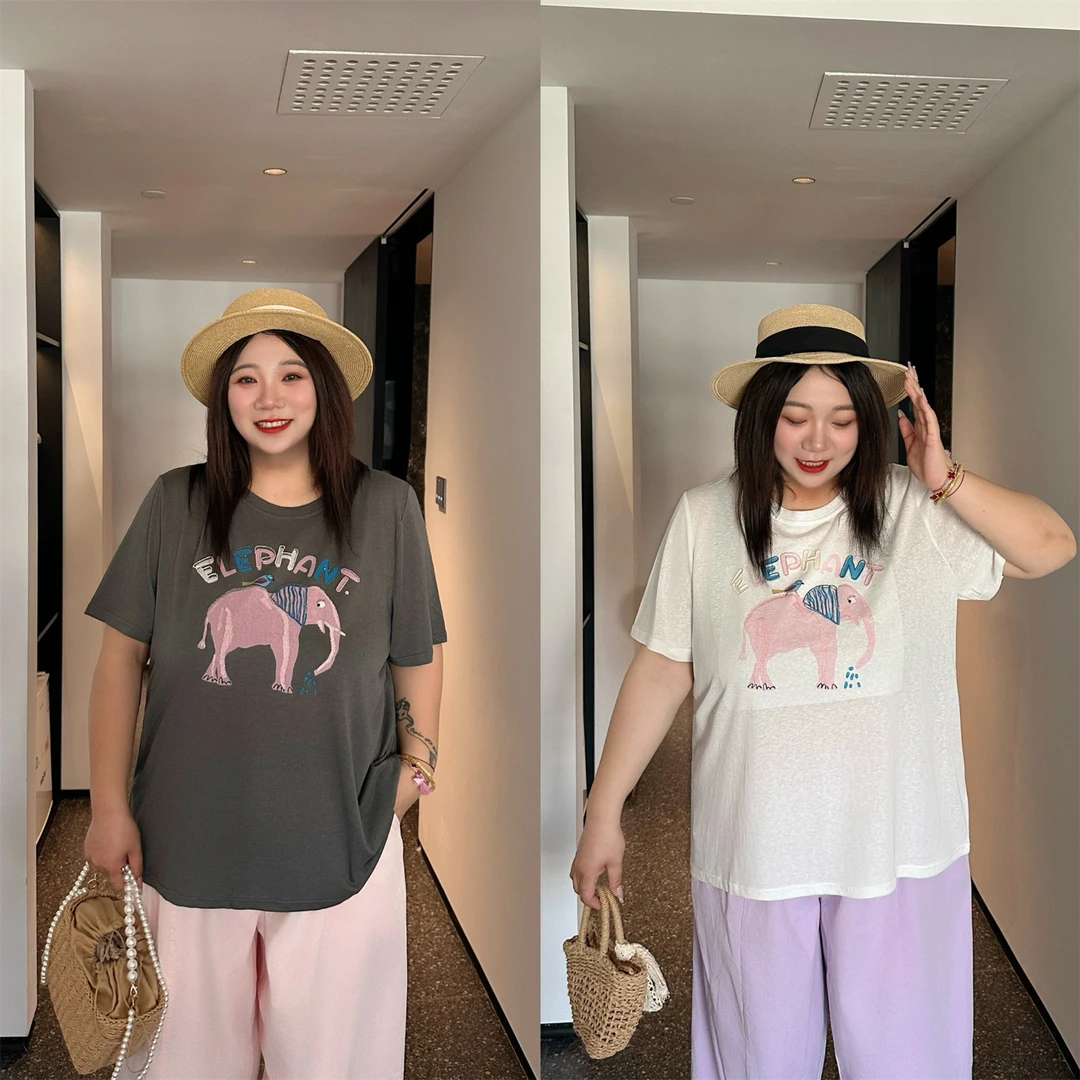 断码捡漏~蓝莓绮梦/重工立体绣莱赛尔雪花棉短袖T恤14816花契大码