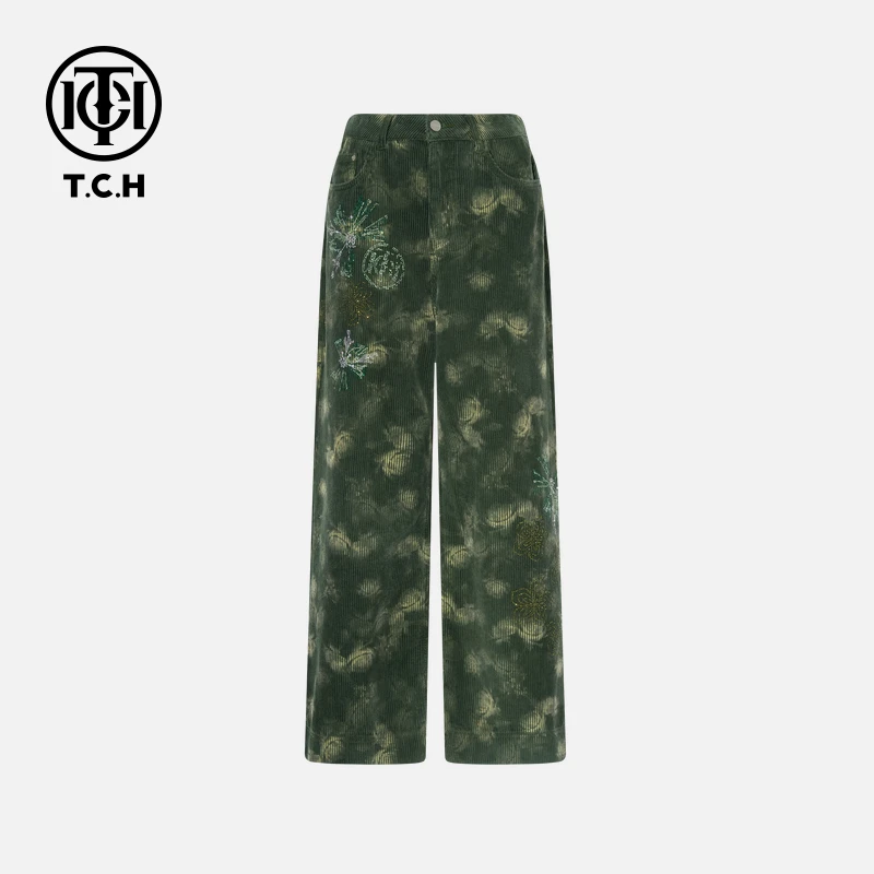 TCH私服秋冬烫钻时尚休闲百搭气质秋款长裤女T75C20E1110轻奢tch