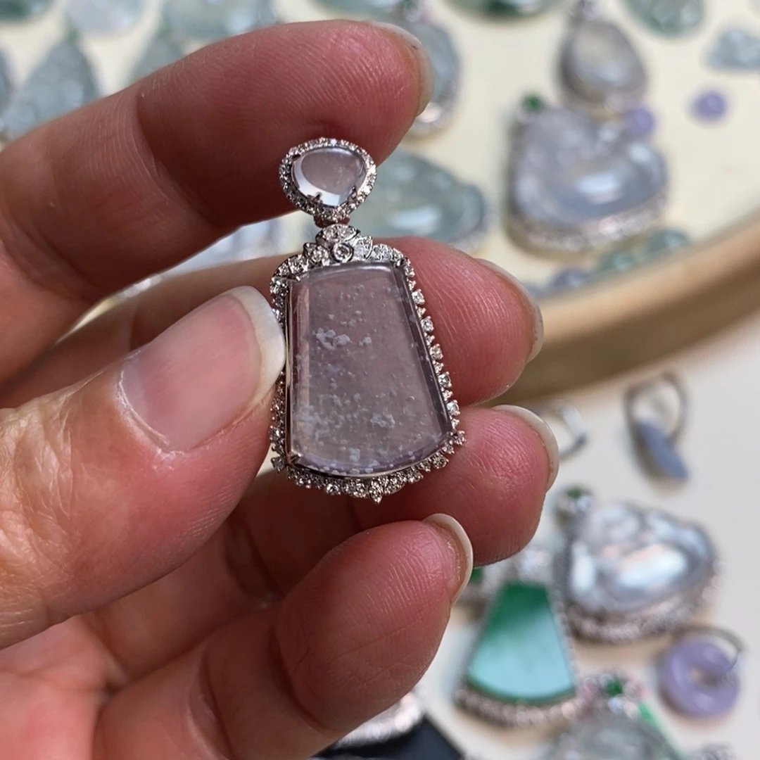 翡翠18K金镶嵌吊坠(不含链)无事牌