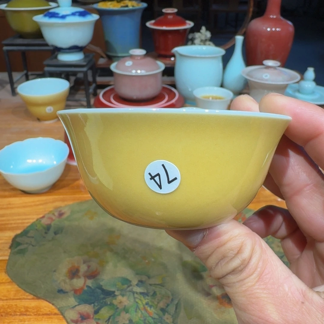 瓷古法手工制作柴窑鸡油黄