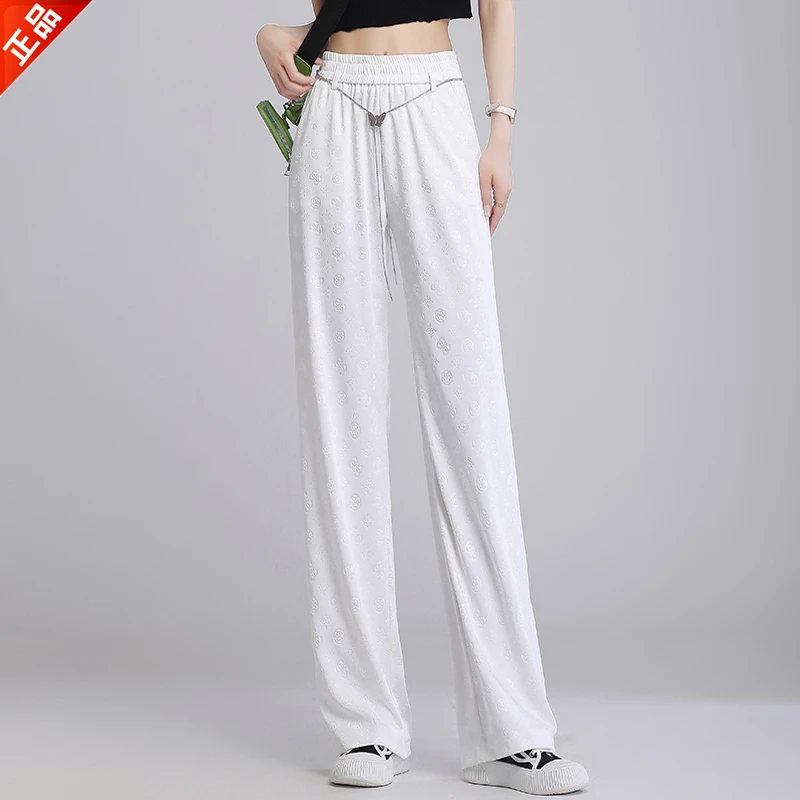 正品2025新款夏季薄款休闲裤女款爆款气质垂感高腰直筒窄版阔腿裤