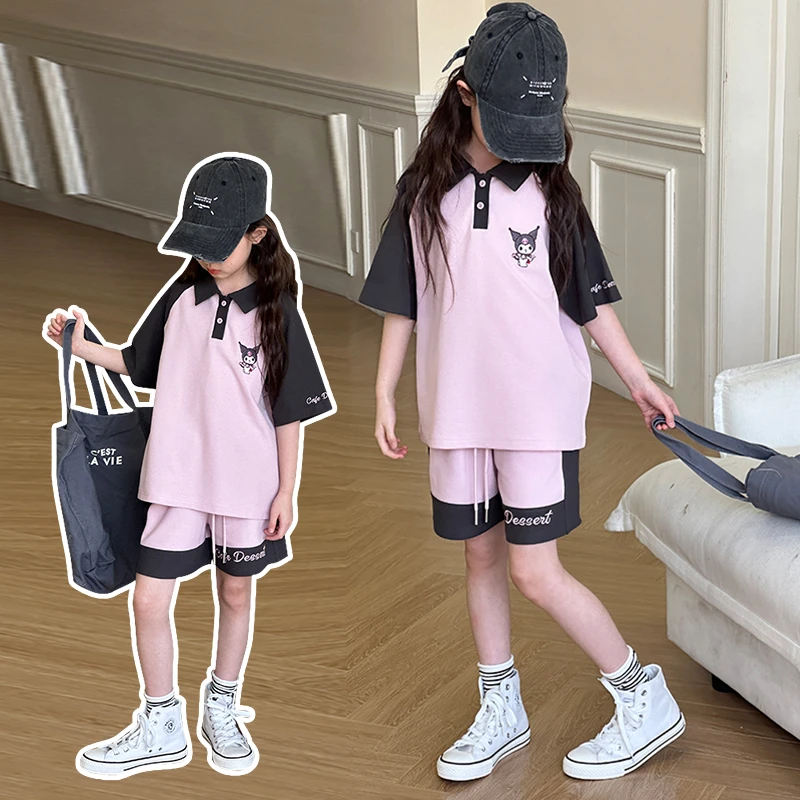 女童装时髦套装洋气2025夏季新款儿童短袖Polo中大童8-15岁女童装