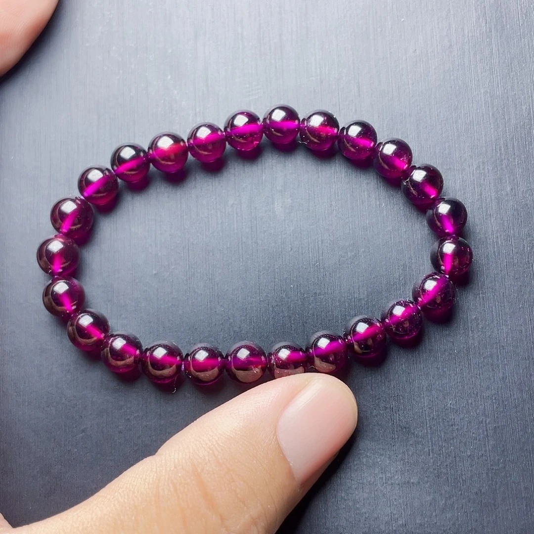 未镶嵌石榴石手链7MM高品质天然紫牙乌单圈