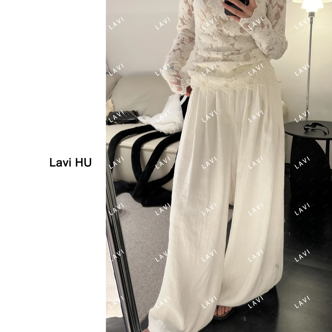 雨中漫步 气质小众长款设计师慵懒风休闲裤K2819