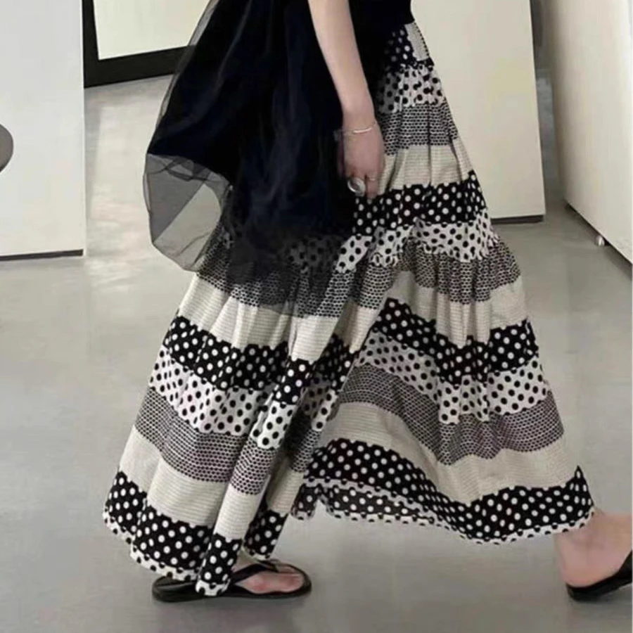 闺蜜半身裙 夏季新款碎花松紧腰大摆棉质半身裙