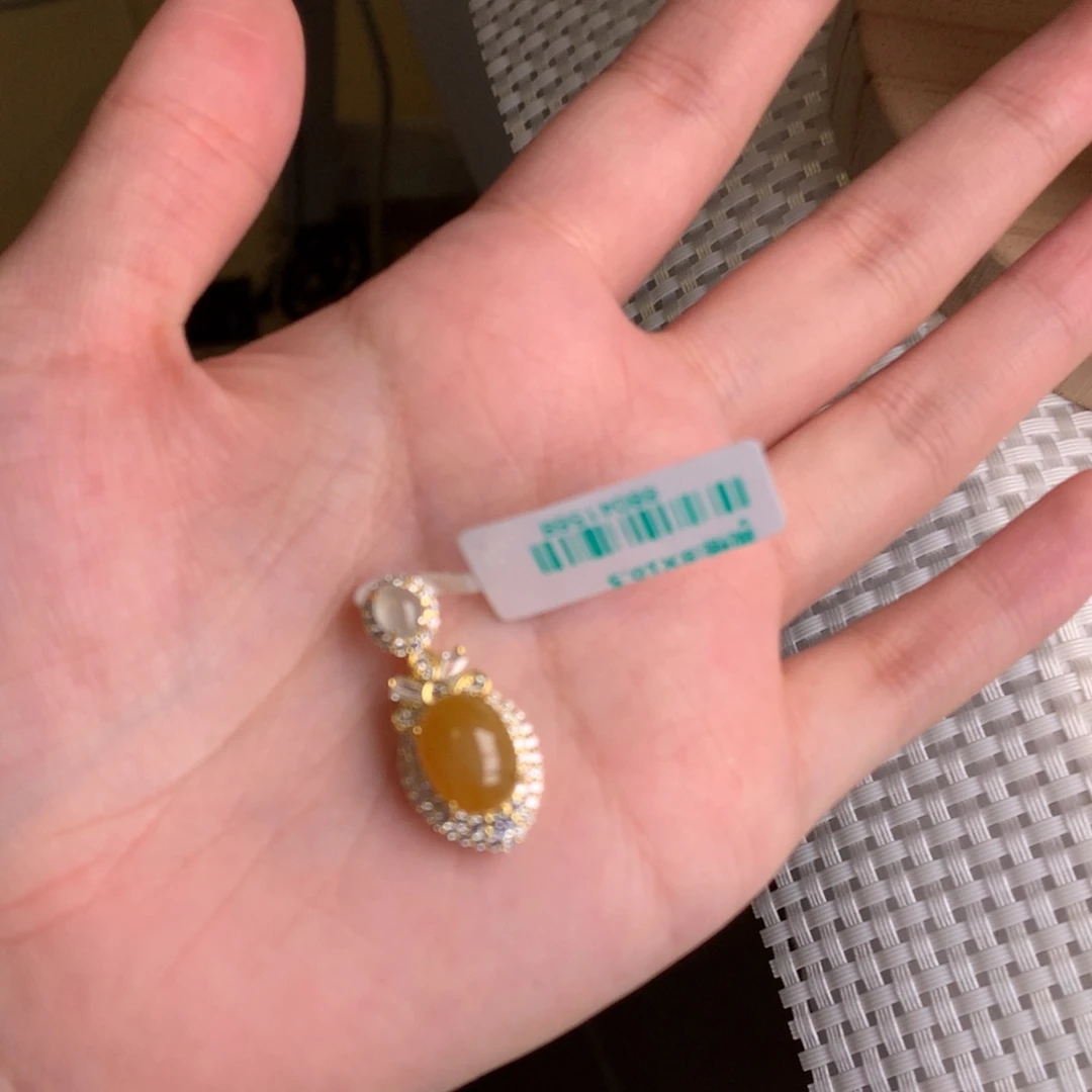 翡翠银S925镶嵌戒指吊坠