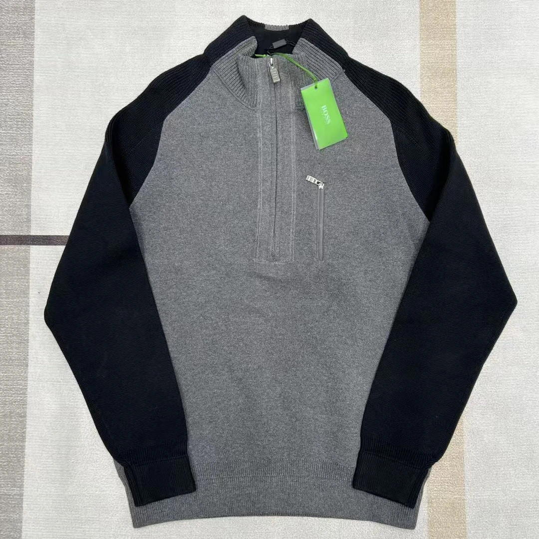 全新未使用 HugoBoss/雨果博斯 拉链字母春季保暖套头薄款卫衣套