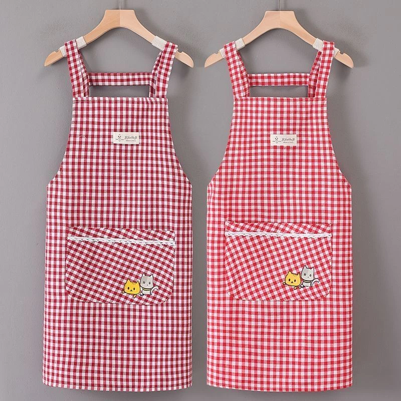 围裙家用棉布背带厨房做饭夏季工作服上班耐脏新款围腰透气家用