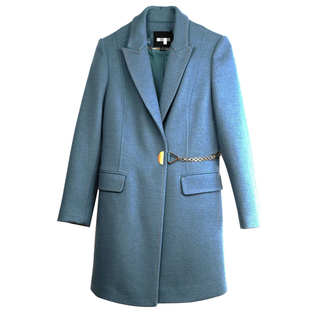 【众心专属】她翼冬季时尚女士黑色羊绒毛呢中长款翻领ET6244234110