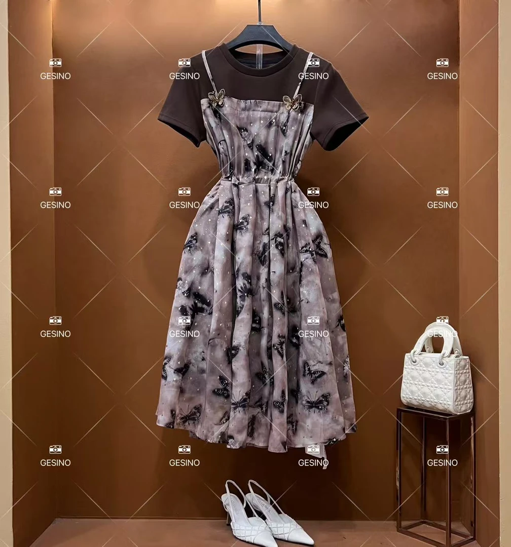 【小露】春夏丨设计师轻奢法式印花女士大码连衣裙 GS-52008