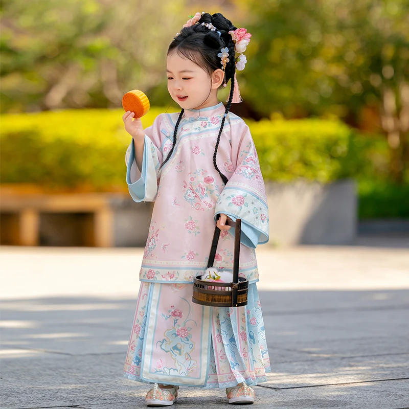 萌乎【锦黛】长款汉服女童2024秋季新款明制中式马面裙套装243835