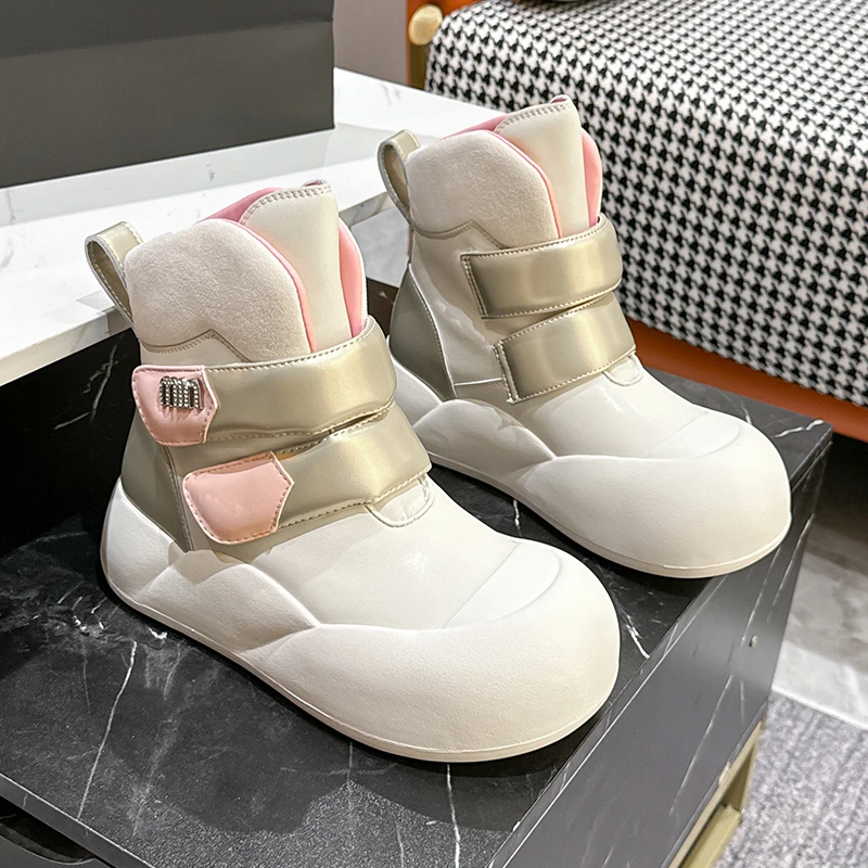 网红雪地靴女2025冬季新款加绒加厚棉鞋厚底保暖短靴魔术贴高帮鞋