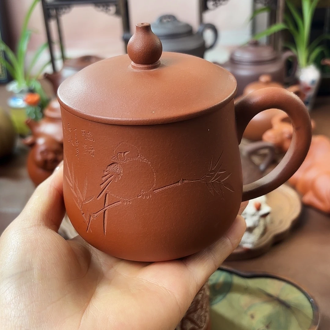 紫砂茶壶紫砂盖杯小红泥大容量