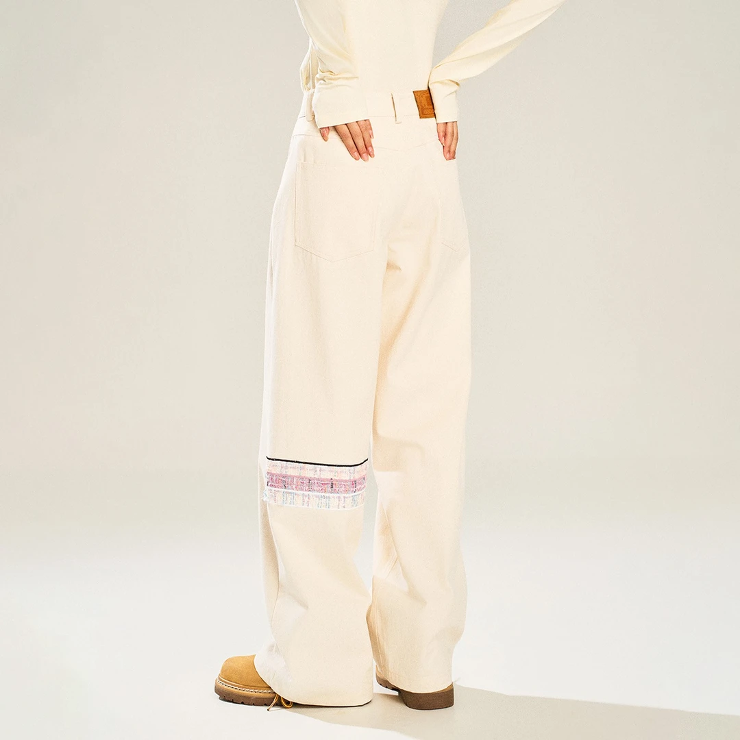 NSTNEW START发芽计划游牧风民族贴布阔腿裤潮牌垂坠感宽松直筒裤