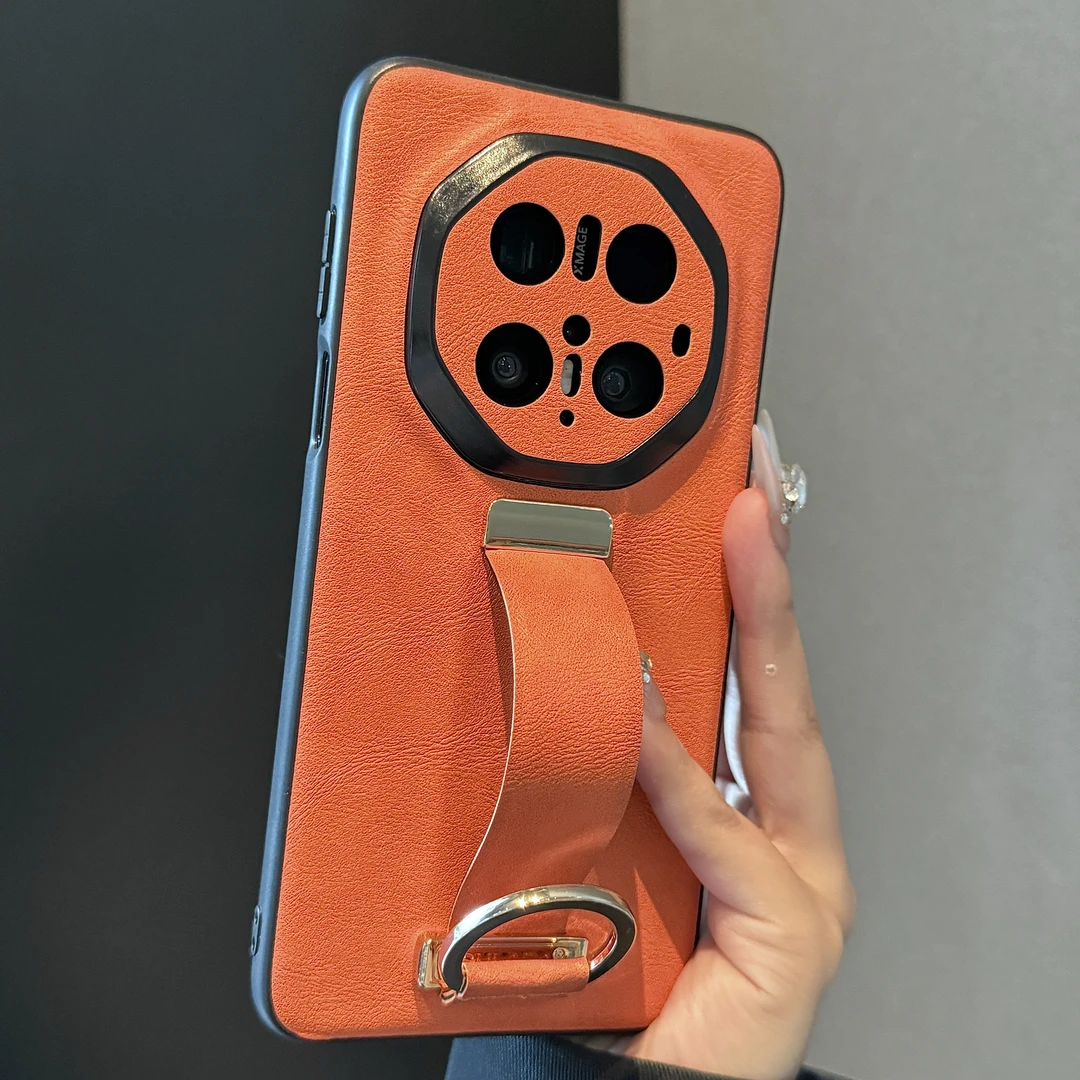 【高品质】适用华为mate70rs非凡大师手机壳真皮腕带支架全包保护套