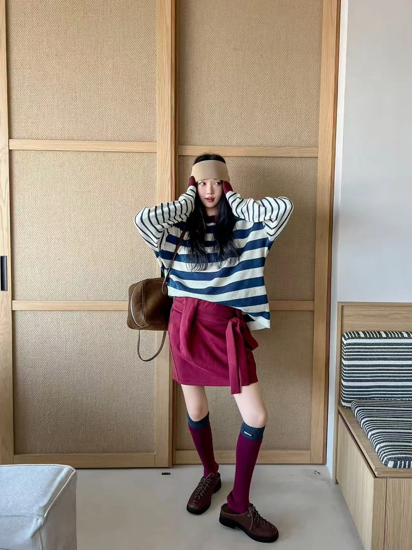 ANNAMOOER · 设计师品牌蓝色条纹撞色毛衣 AM74M06/1295M