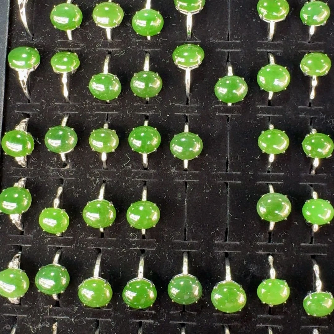 和田玉戒指银S925镶嵌多样性发货 拍一发一