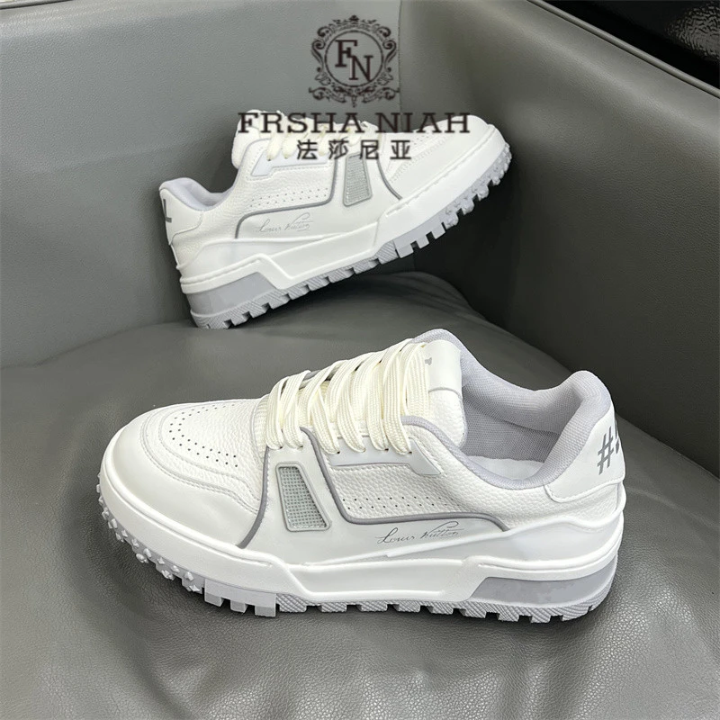 法莎尼亚板鞋男新款透气低帮轻奢小白鞋男百搭增高厚底运动休闲鞋