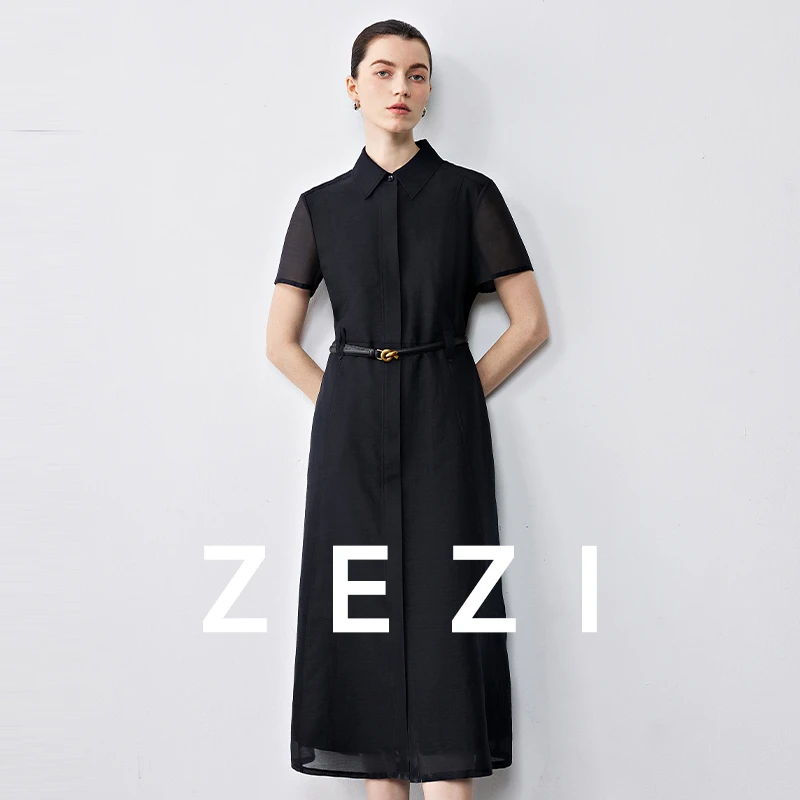 ZEZI【可可专属】【幻境裙】日本进口三醋酸欧根纱连衣裙短袖中长裙