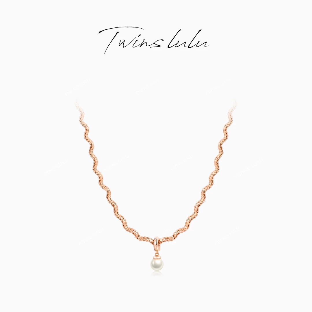 TWINS LULU 镀k金 时尚百搭简约轻奢气质波浪吊坠项链TSJ9602