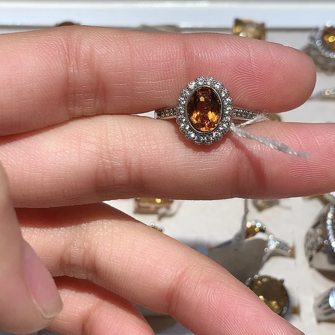 戒指银S925镶嵌黄晶