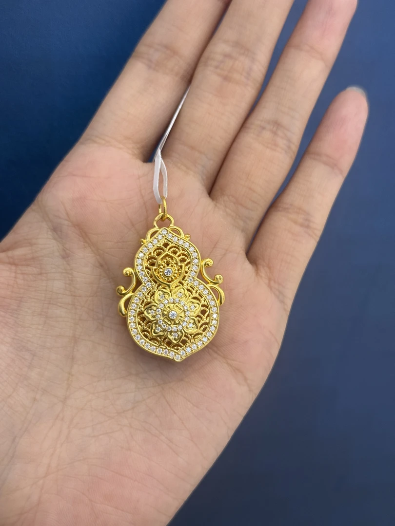 足金999【附加390】5D点钻镶嵌人生四美葫芦吊坠送女友精致时尚款