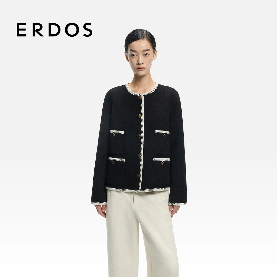 ERDOS 660g绒毛双面毛呢小香风女外套【恋恋花屋】2026年早春新品