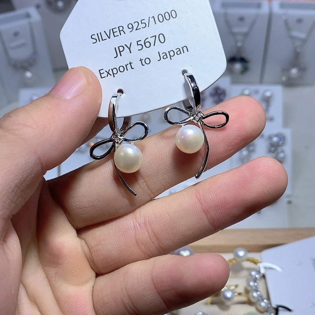 耳坠淡水珍珠银S925镶嵌