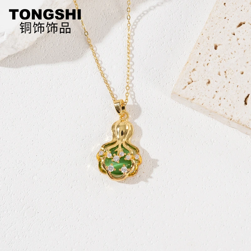 铜合金合成锆石项链 福禄满盈古风轻奢送女友老婆礼物