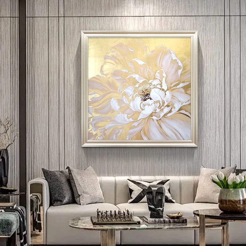 【花影梦境】手绘油画客厅背景墙挂画法式现代轻奢餐厅画玄关装饰画