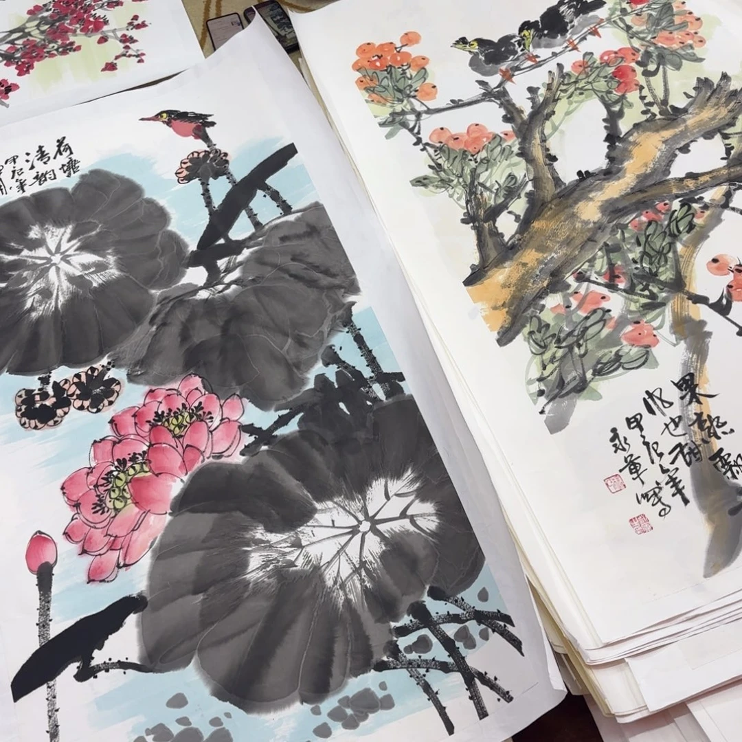 哈***哈国画杨永军两张童