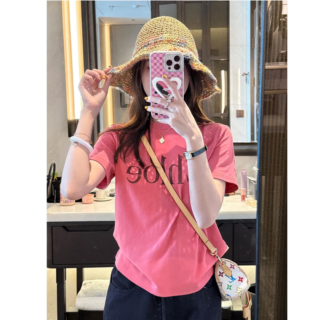 2025初夏多巴胺穿搭小个子独特漂亮上衣洋气减龄粉色字母印花t恤