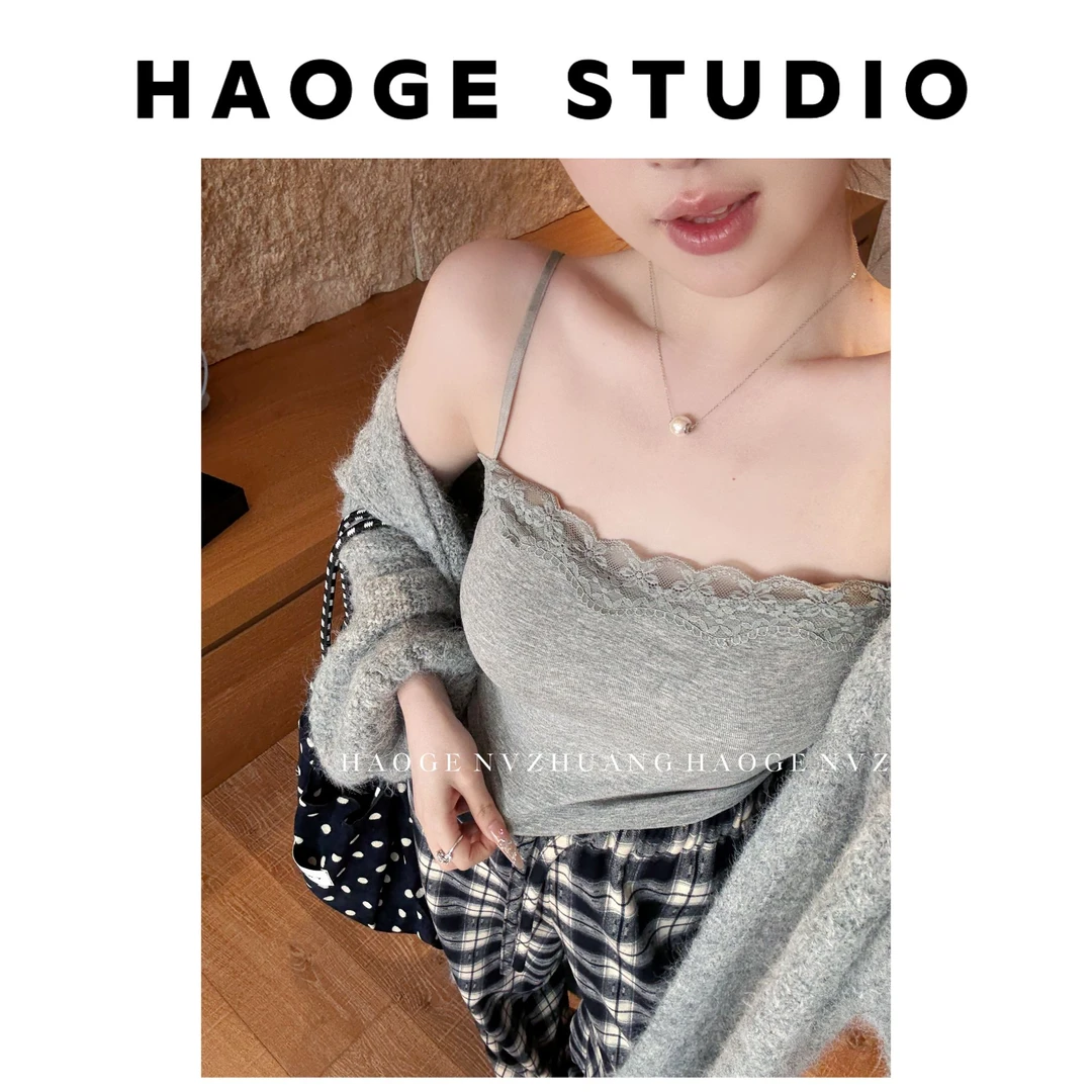 浩哥严选●吊带预HGX5DD1650A通勤短款百搭打底薄款小众纯欲设计感