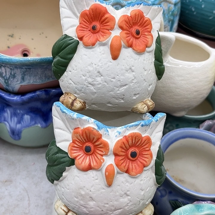 多肉绿植陶瓷花盆9.9包邮，有孔