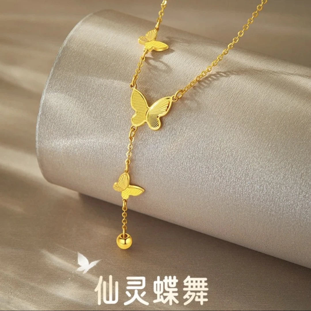 钛钢项链 超仙蝴蝶流苏坠链时尚气质百搭锁骨链X-106