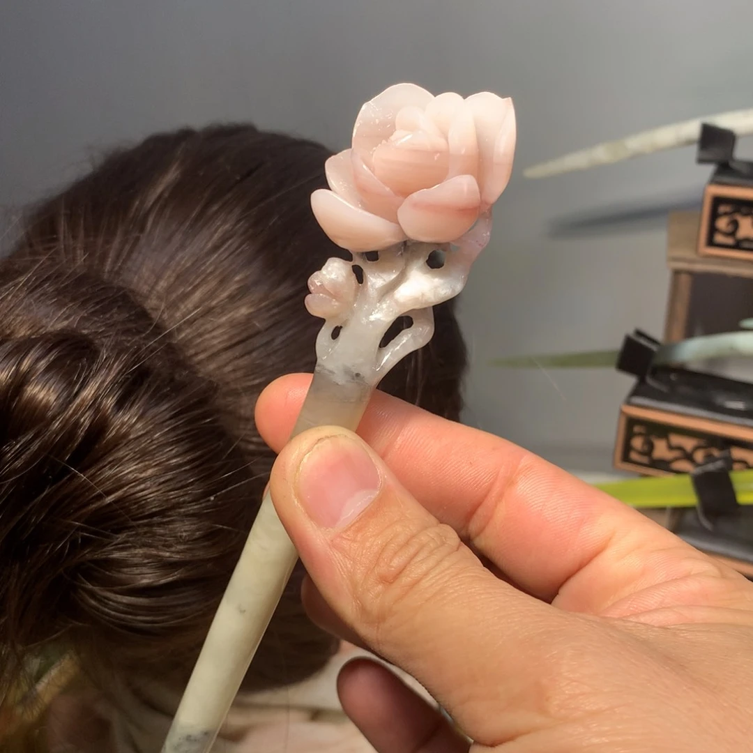 岫玉玉雕发簪未镶嵌