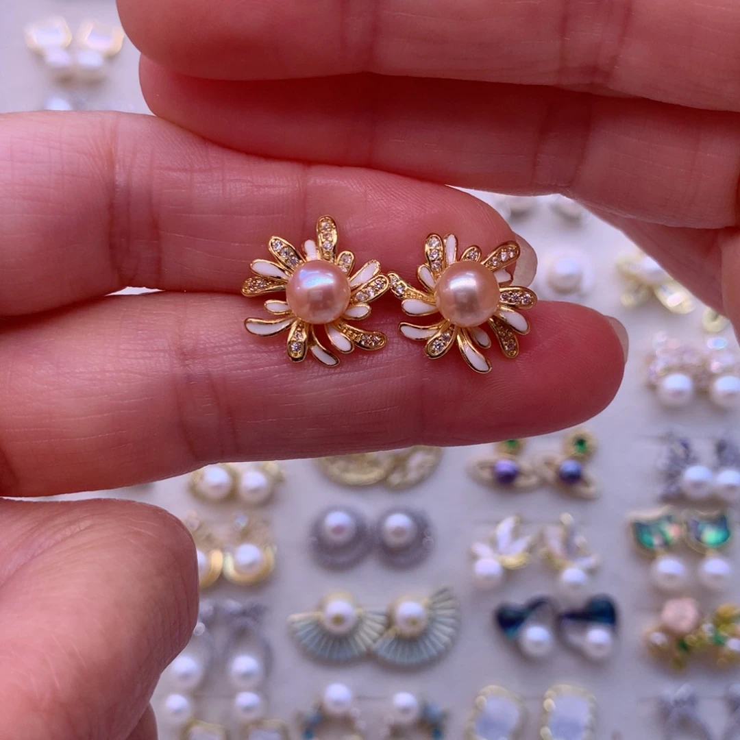 合金淡水珍珠耳饰