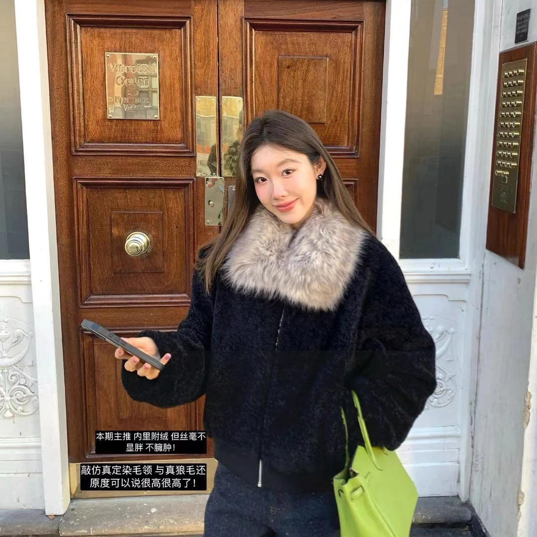 La Chapelle/拉夏贝尔秋冬款外套绒毛冬毛领柔软春秋叠穿外搭百搭