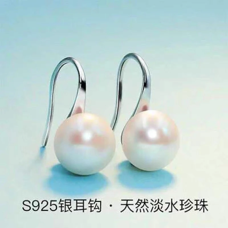 高跟鞋银耳环正圆11-12mm天然珍珠简约百搭方便随意耳勾时尚气质
