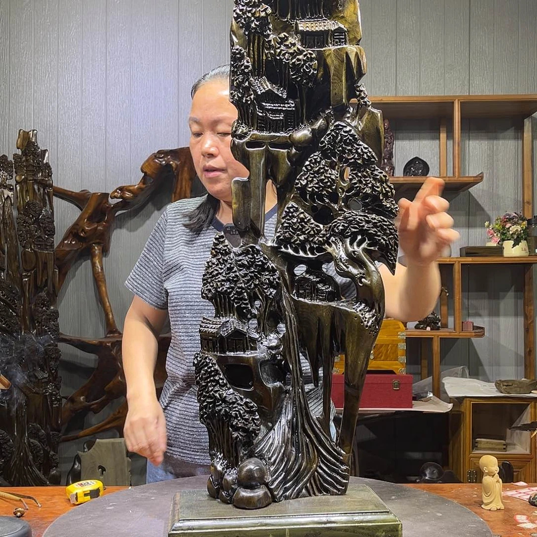 金丝楠涵阴沉木山水