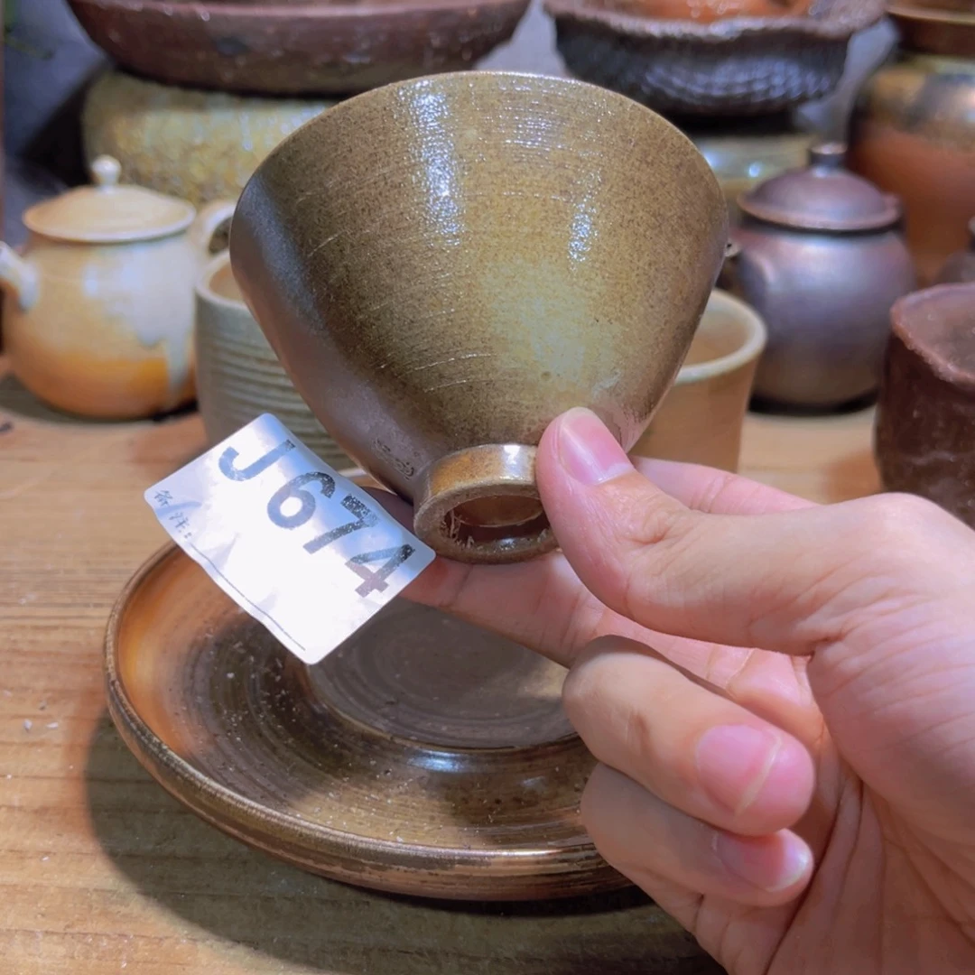 纯手工制作工艺（柴烧）裸烧纯手工制作柴烧杯674