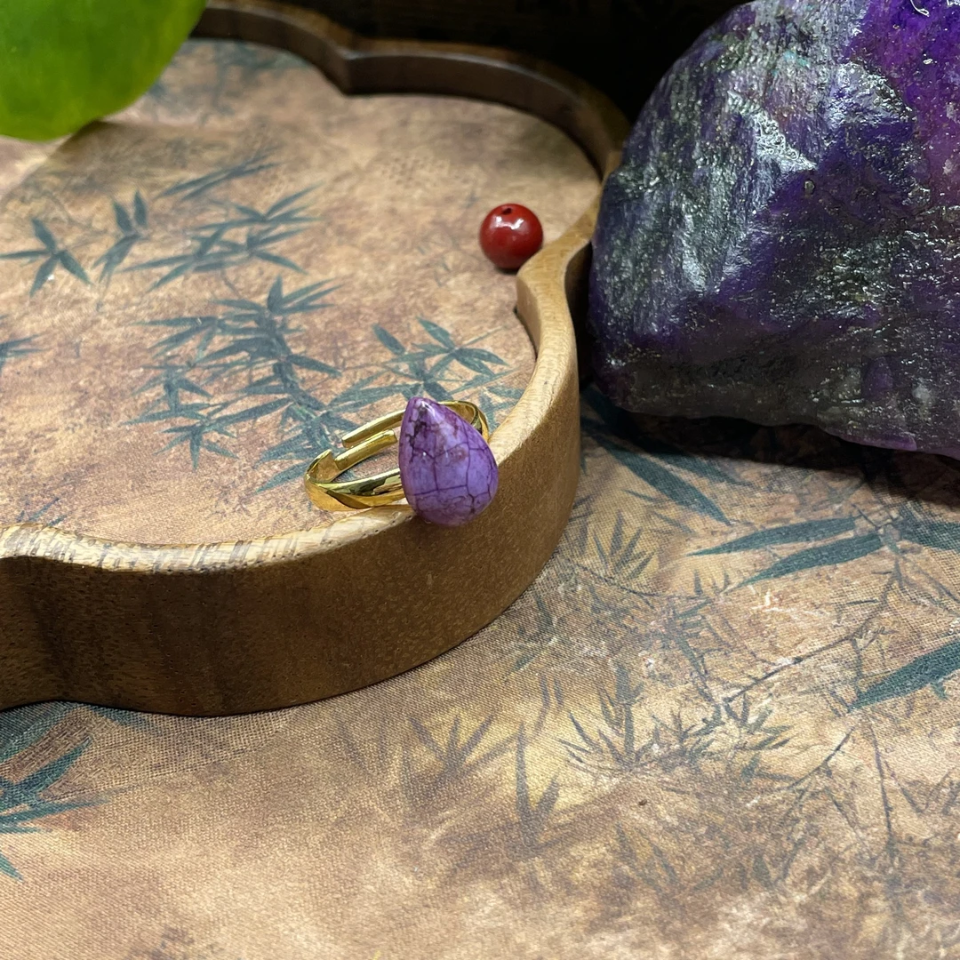 含辰砂工艺品【繁花珠宝甄选】含辰砂工艺品水滴戒指HX320