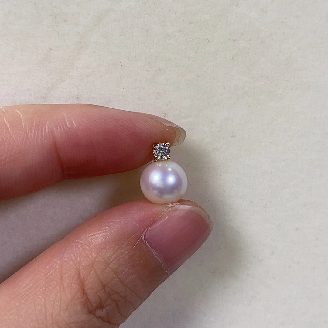 淡水珍珠吊坠(赠链)银S925镶嵌虾***！8.7mm