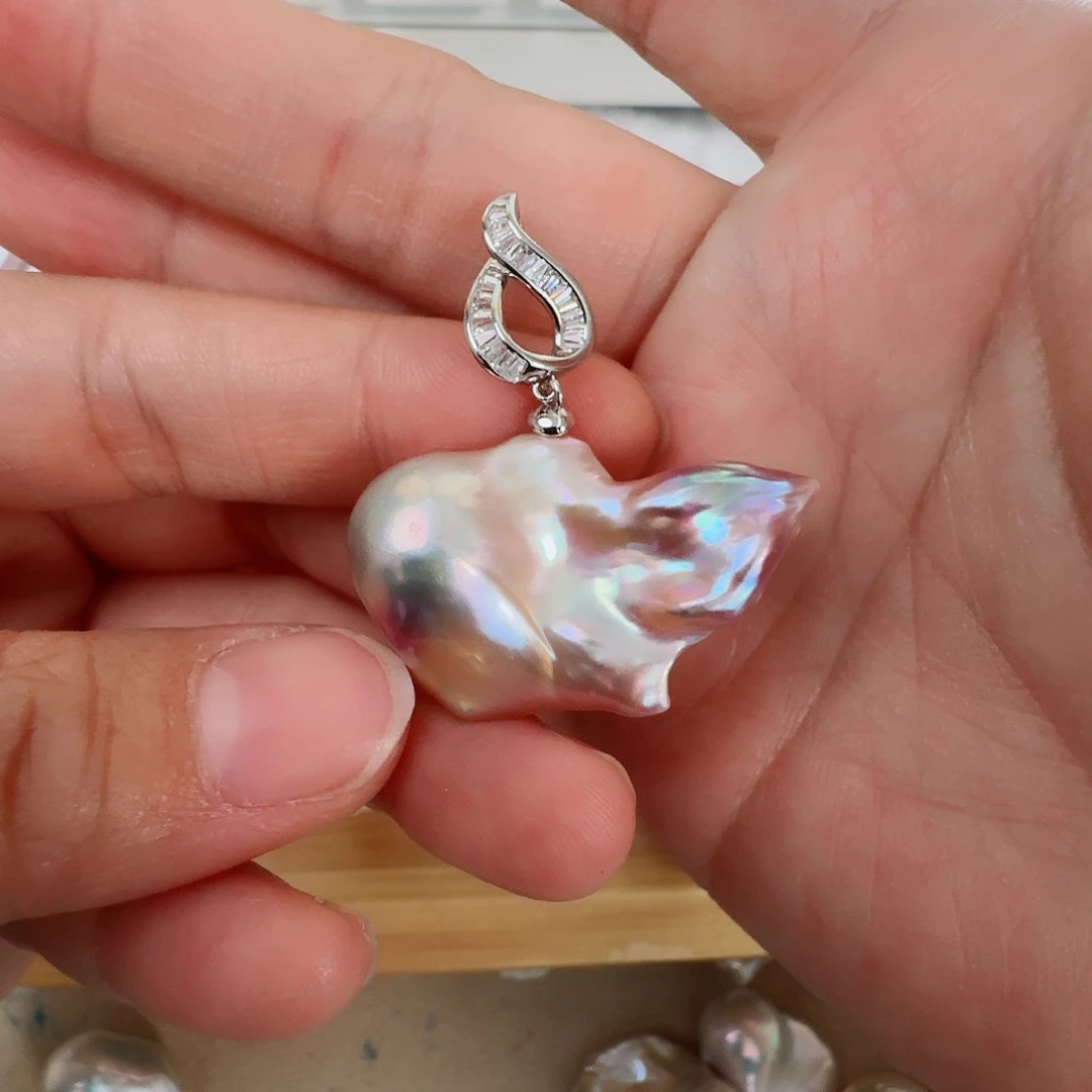 淡水珍珠银S925镶嵌颈饰槿*