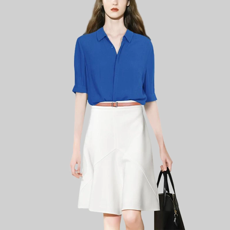 简约通勤衬衫半身裙两件套2025年新款时尚百搭减龄搭配夏日套装女
