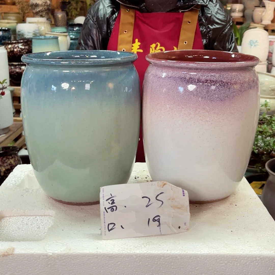 紫砂花盆高度25口径19