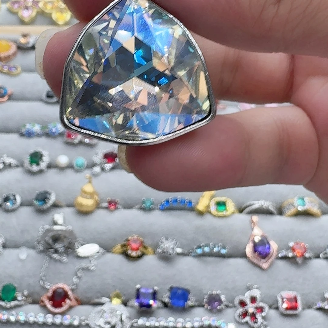 绿水晶戒指银S925镶嵌