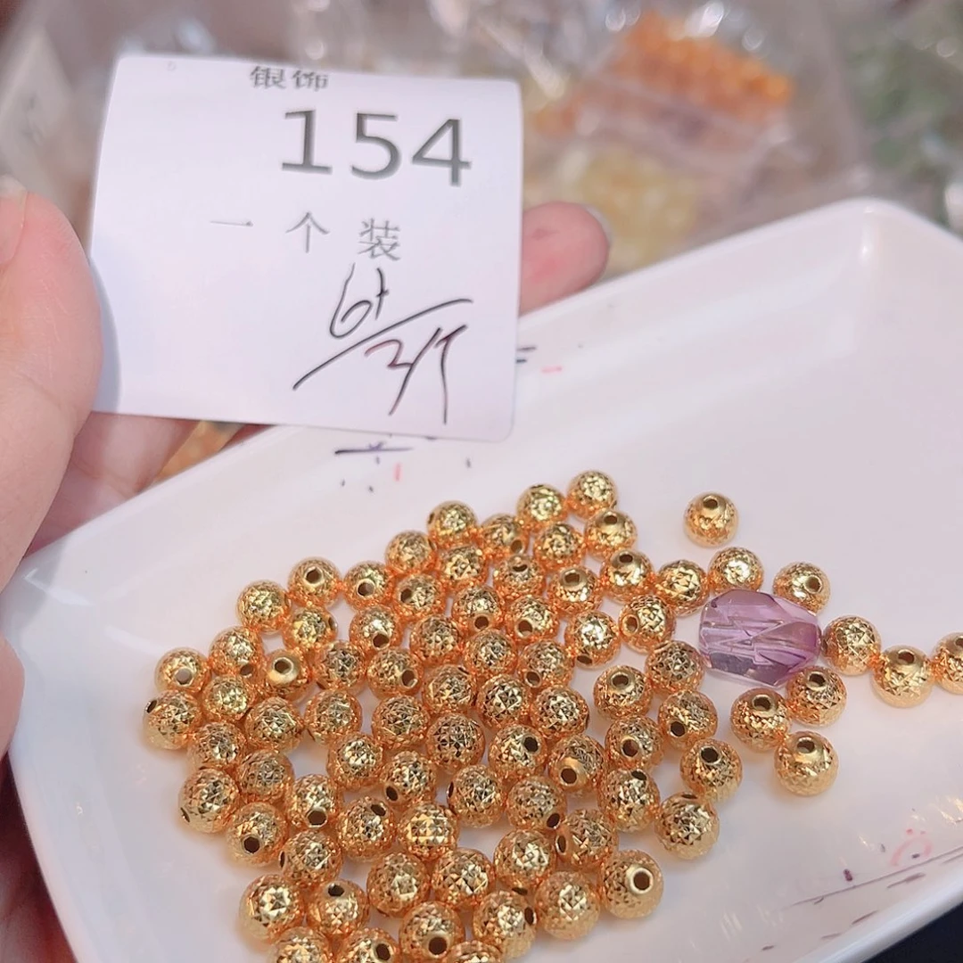 水晶珠宝半成品银S925镀金镶嵌154 。