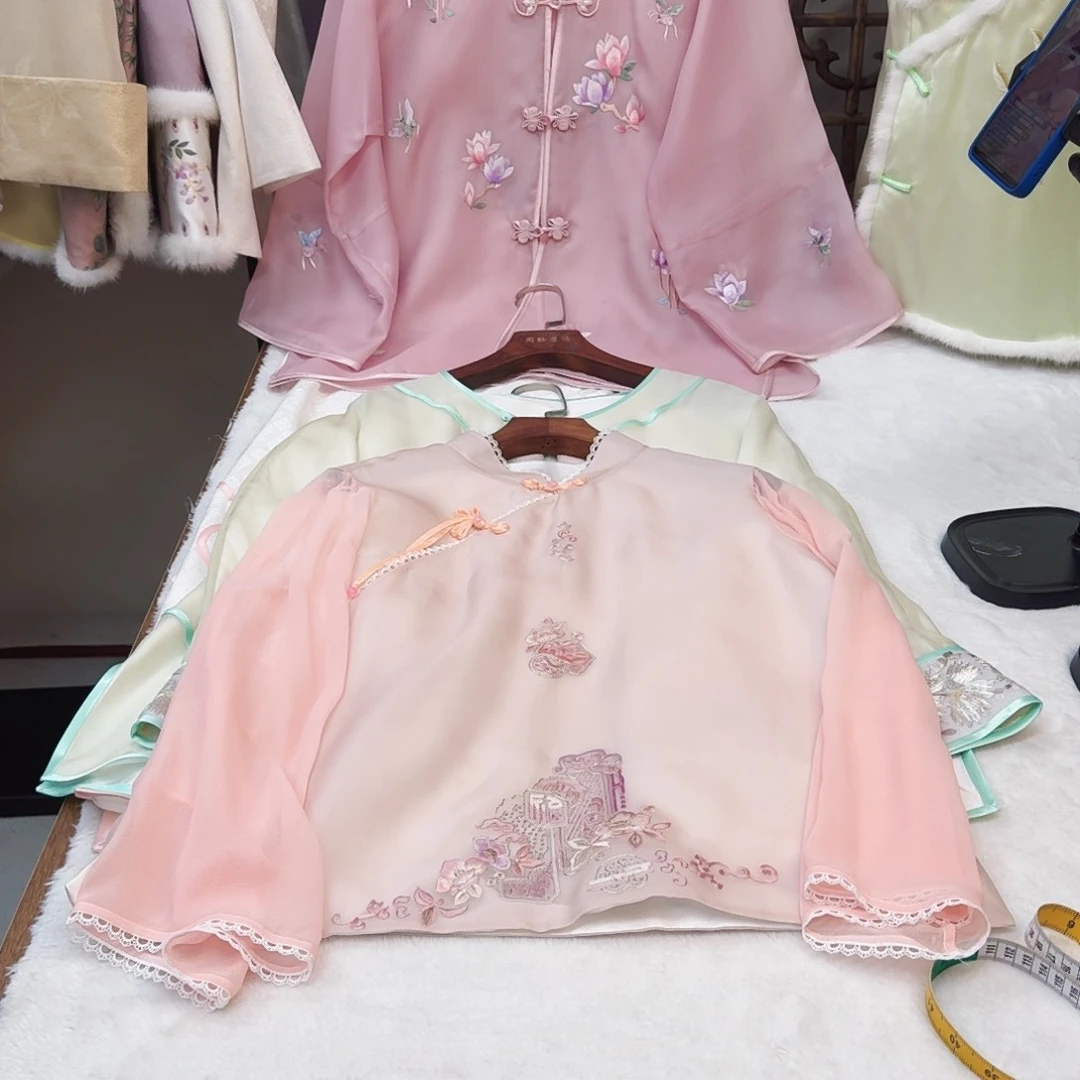 刺绣苏绣真丝一物一件粉色